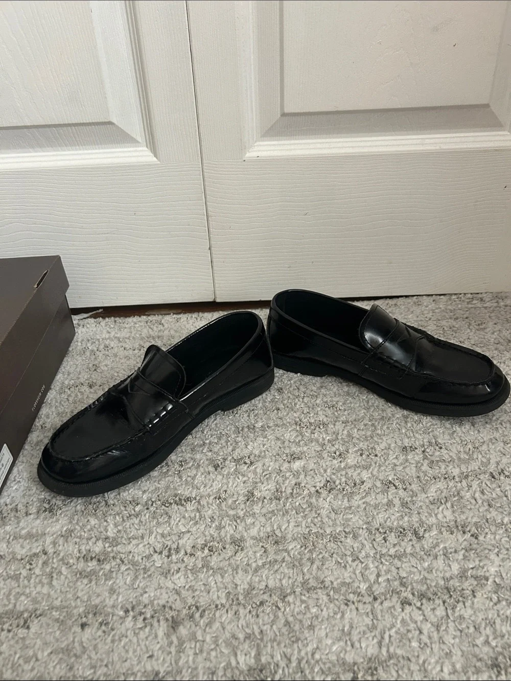 Florsheim Black Leather Croquet Penny Loafers
